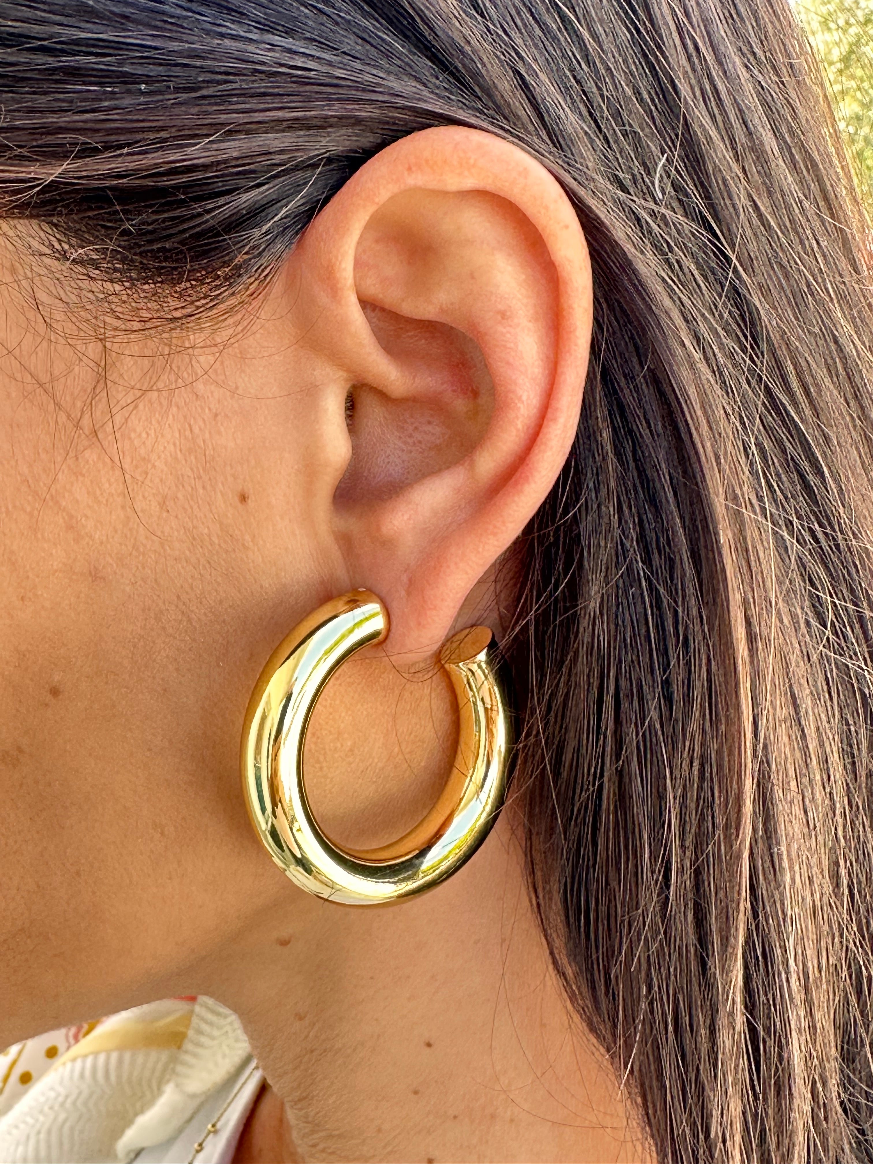 Gold Medium Triple Hoop Earring | WHISTLES |