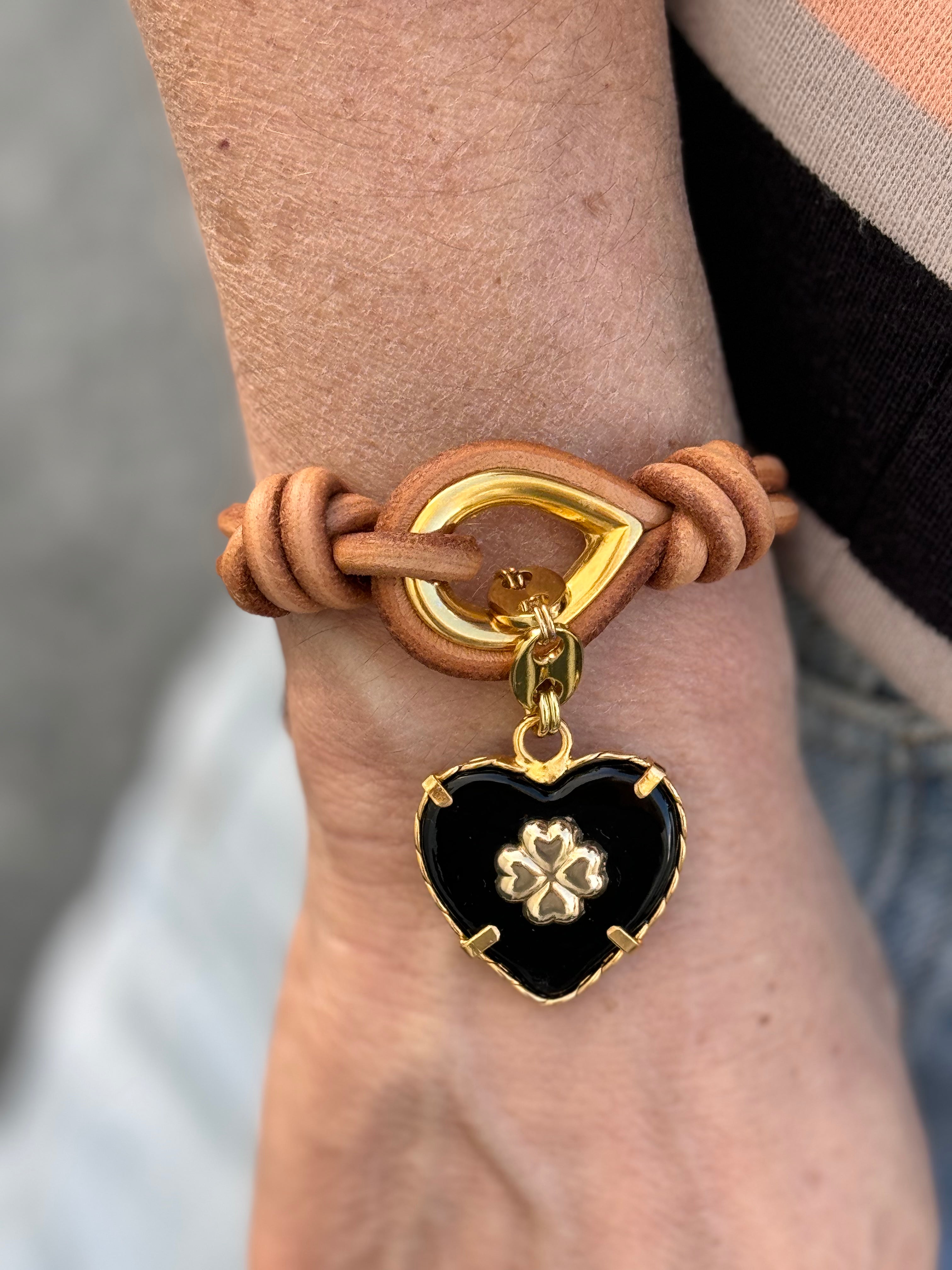 Leather on sale heart bracelet