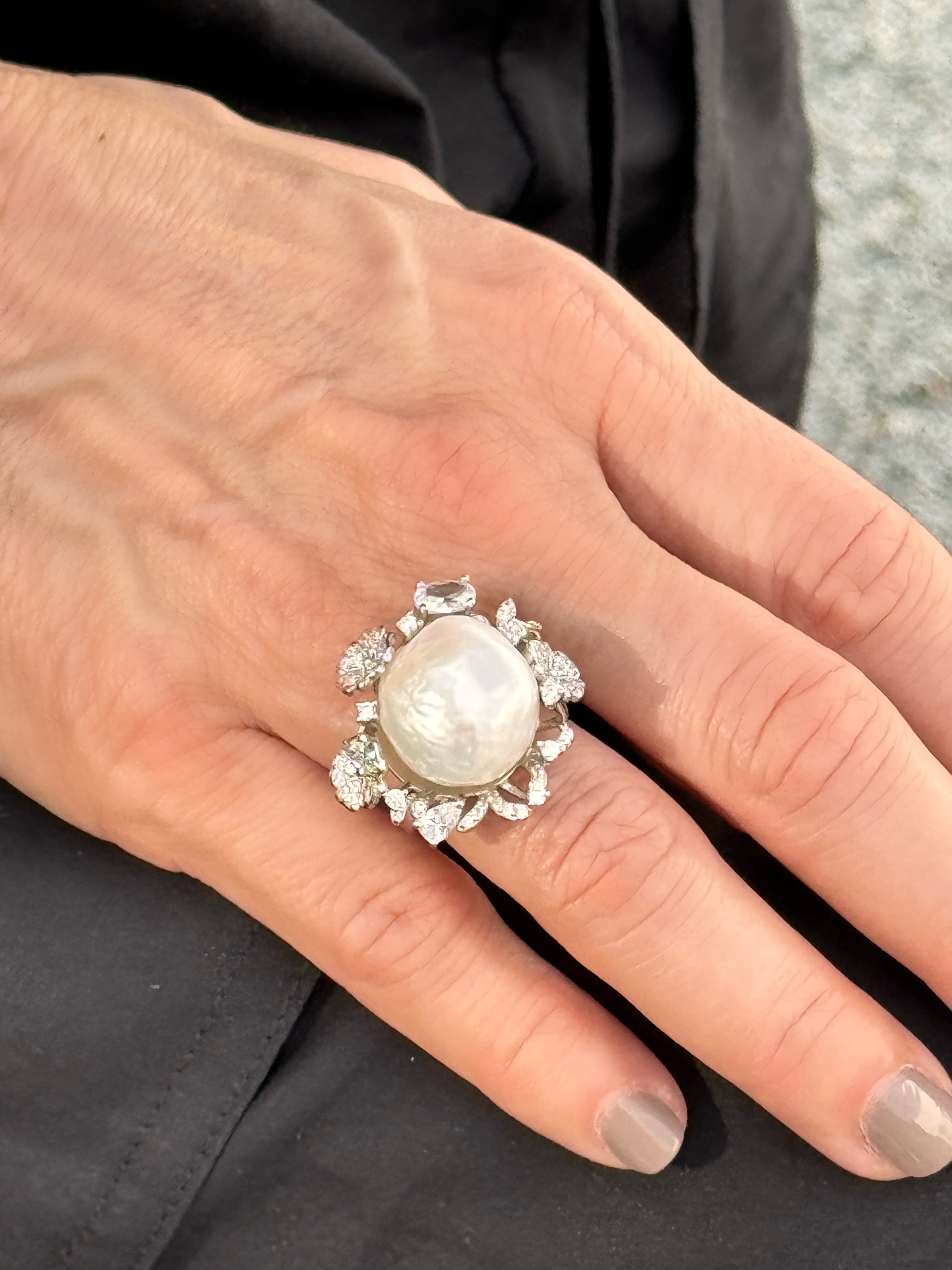 Pearl Bloom Size 8.5 US Stunning Pearl Ring With Flower Setting Matching  Earrings and Pendant Also Available Worldwide Shipping - Etsy